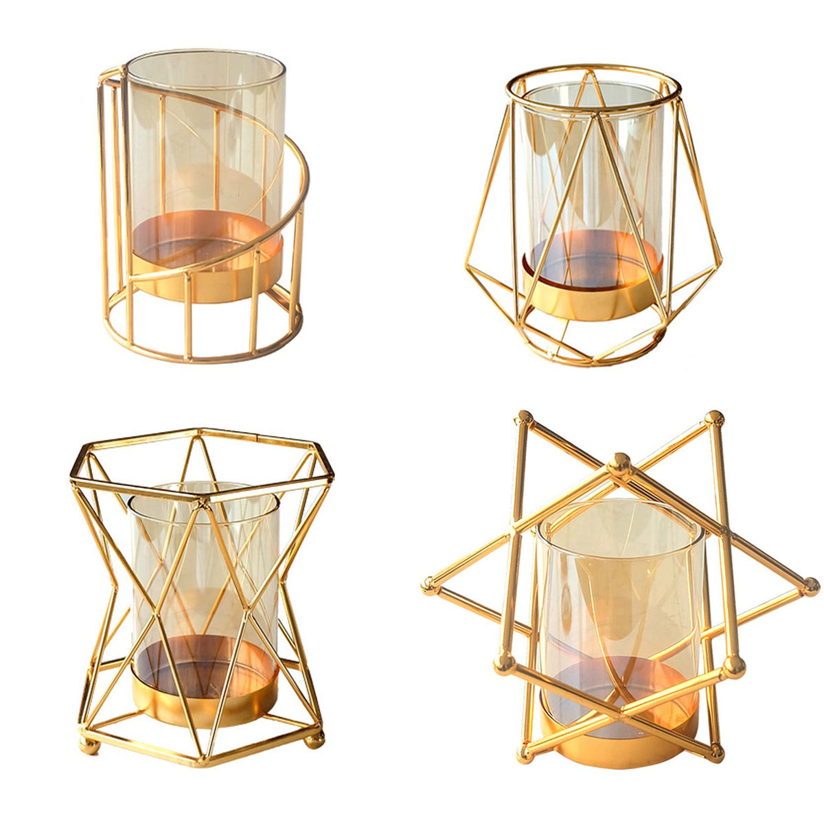 16x14cm Vase Gold Decorative Clear Glass Rugged Flower Vase For Wedding Arty