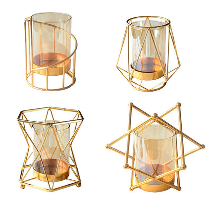 16x14cm Vase Gold Decorative Clear Glass Rugged Flower Vase For Wedding Arty
