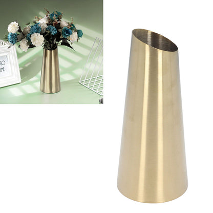 Gold Vase 304 Stainless Steel Conic Shape Narrow Mouth Simple Modern Style Desk Vase for Home Office Dormitory