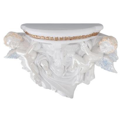Resin Angel Wall Shelf European Exquisite Beautiful Decoration Rack for Bedroom Living Room Kitchen Pure White Gold