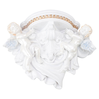 Resin Angel Wall Shelf European Exquisite Beautiful Decoration Rack for Bedroom Living Room Kitchen Pure White Gold