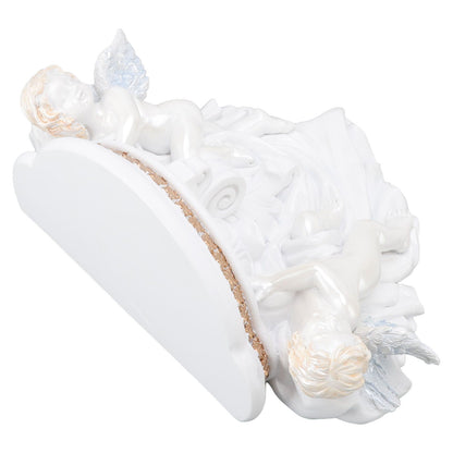 Resin Angel Wall Shelf European Exquisite Beautiful Decoration Rack for Bedroom Living Room Kitchen Pure White Gold