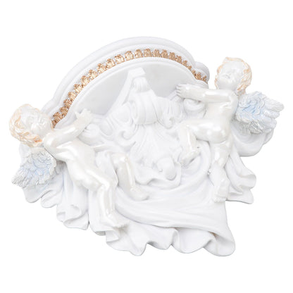 Resin Angel Wall Shelf European Exquisite Beautiful Decoration Rack for Bedroom Living Room Kitchen Pure White Gold