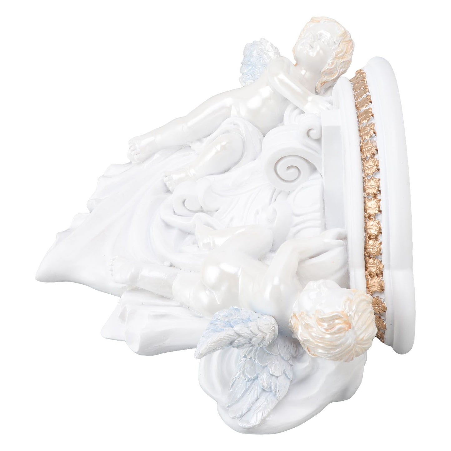 Resin Angel Wall Shelf European Exquisite Beautiful Decoration Rack for Bedroom Living Room Kitchen Pure White Gold