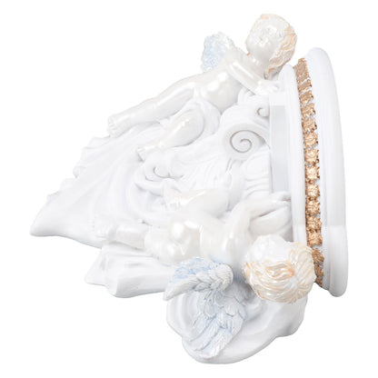 Resin Angel Wall Shelf European Exquisite Beautiful Decoration Rack for Bedroom Living Room Kitchen Pure White Gold