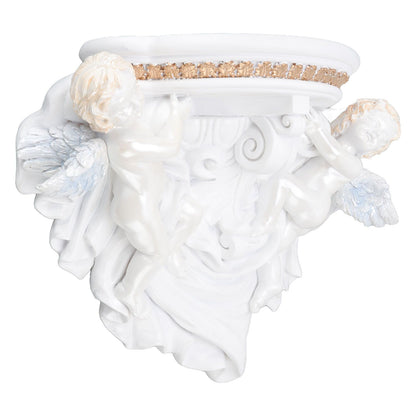 Resin Angel Wall Shelf European Exquisite Beautiful Decoration Rack for Bedroom Living Room Kitchen Pure White Gold