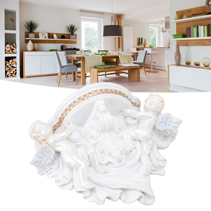 Resin Angel Wall Shelf European Exquisite Beautiful Decoration Rack for Bedroom Living Room Kitchen Pure White Gold