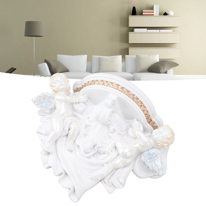 Resin Angel Wall Shelf European Exquisite Beautiful Decoration Rack for Bedroom Living Room Kitchen Pure White Gold