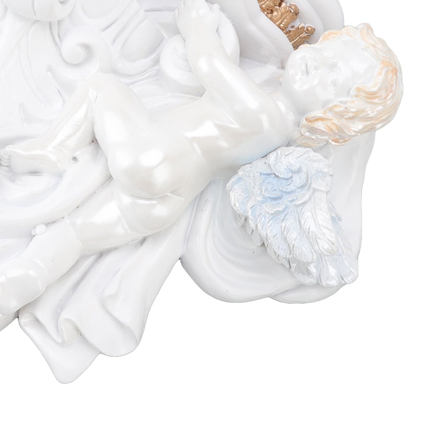Resin Angel Wall Shelf European Exquisite Beautiful Decoration Rack for Bedroom Living Room Kitchen Pure White Gold