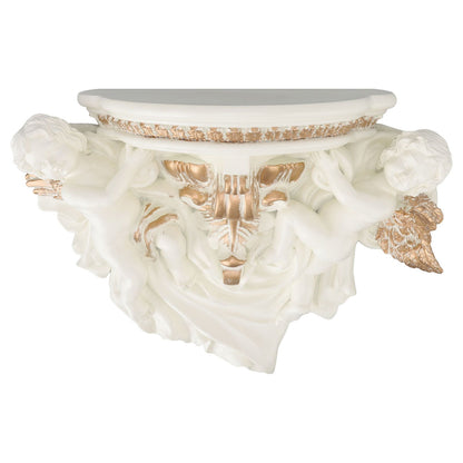 Resin Angel Wall Shelf European Exquisite Beautiful Decoration Rack for Bedroom Living Room Kitchen Beige Gold