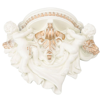 Resin Angel Wall Shelf European Exquisite Beautiful Decoration Rack for Bedroom Living Room Kitchen Beige Gold