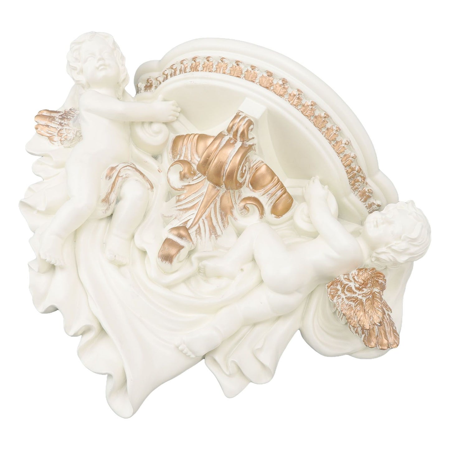 Resin Angel Wall Shelf European Exquisite Beautiful Decoration Rack for Bedroom Living Room Kitchen Beige Gold