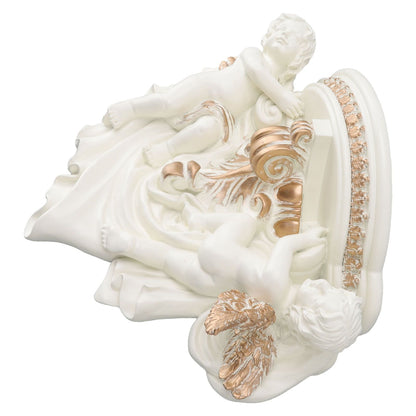 Resin Angel Wall Shelf European Exquisite Beautiful Decoration Rack for Bedroom Living Room Kitchen Beige Gold
