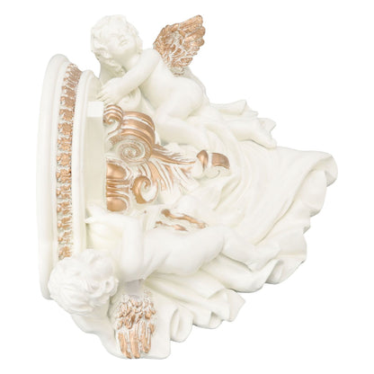 Resin Angel Wall Shelf European Exquisite Beautiful Decoration Rack for Bedroom Living Room Kitchen Beige Gold