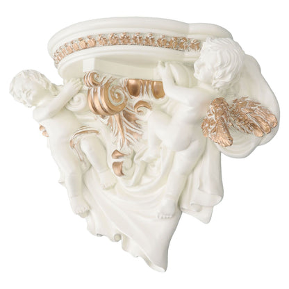 Resin Angel Wall Shelf European Exquisite Beautiful Decoration Rack for Bedroom Living Room Kitchen Beige Gold