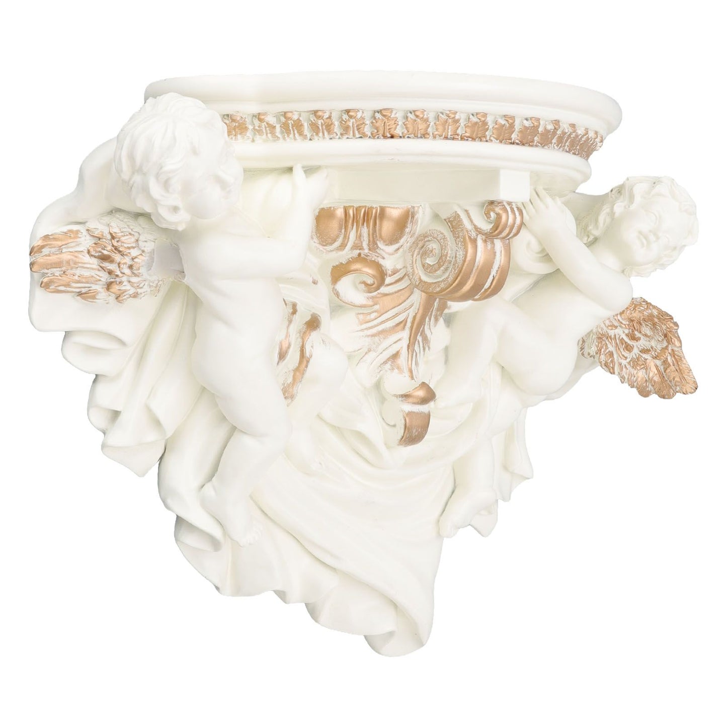 Resin Angel Wall Shelf European Exquisite Beautiful Decoration Rack for Bedroom Living Room Kitchen Beige Gold