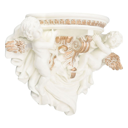 Resin Angel Wall Shelf European Exquisite Beautiful Decoration Rack for Bedroom Living Room Kitchen Beige Gold