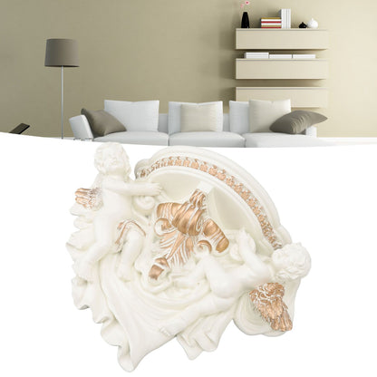 Resin Angel Wall Shelf European Exquisite Beautiful Decoration Rack for Bedroom Living Room Kitchen Beige Gold