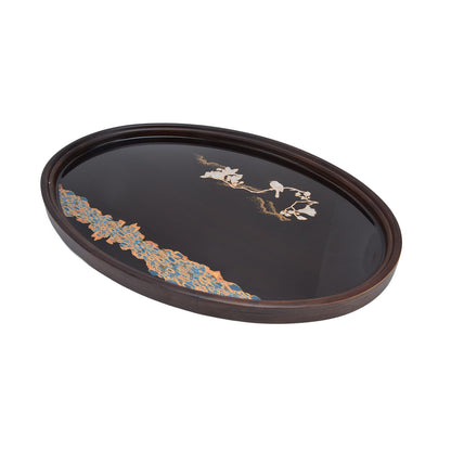 Bamboo Tea Tray Japanese Simple Novel Beautiful Resin Walnut Tea Tray for Home UseOval S