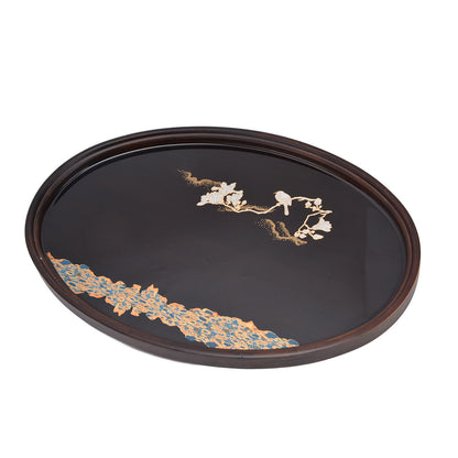 Bamboo Tea Tray Japanese Simple Novel Beautiful Resin Walnut Tea Tray for Home UseOval S