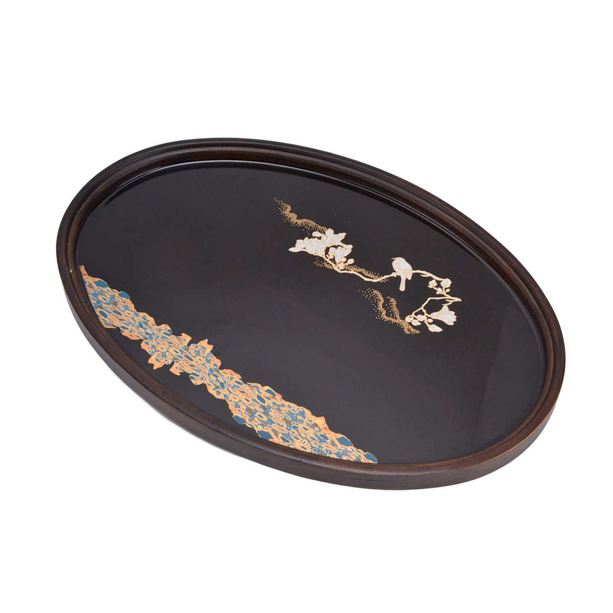 Bamboo Tea Tray Japanese Simple Novel Beautiful Resin Walnut Tea Tray for Home UseOval S