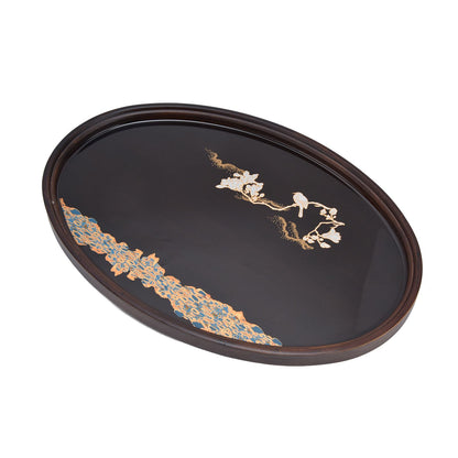 Bamboo Tea Tray Japanese Simple Novel Beautiful Resin Walnut Tea Tray for Home UseOval S
