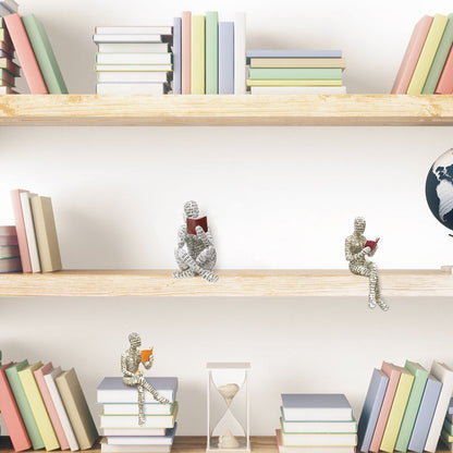 Woman Reading Paper Pulp Molding Ornaments Resin Ornaments Bookshelf Decoration