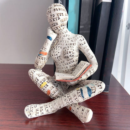 Woman Reading Paper Pulp Molding Ornaments Resin Ornaments Bookshelf Decoration
