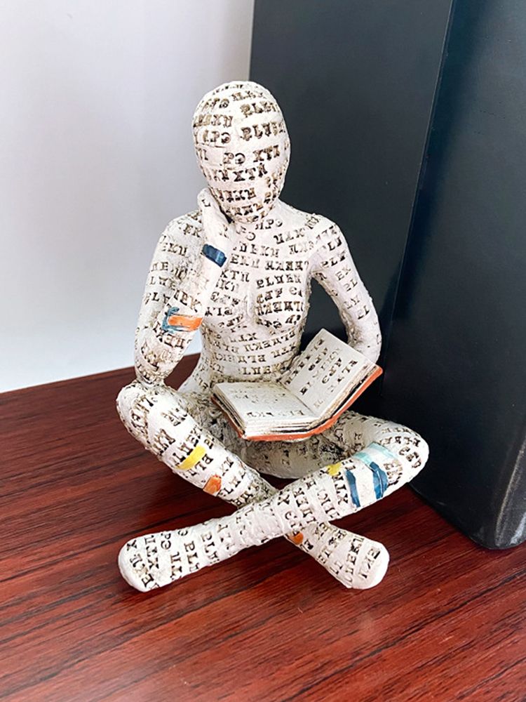Woman Reading Paper Pulp Molding Ornaments Resin Ornaments Bookshelf Decoration