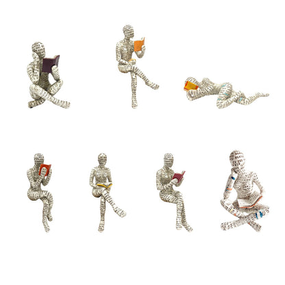 Woman Reading Paper Pulp Molding Ornaments Resin Ornaments Bookshelf Decoration