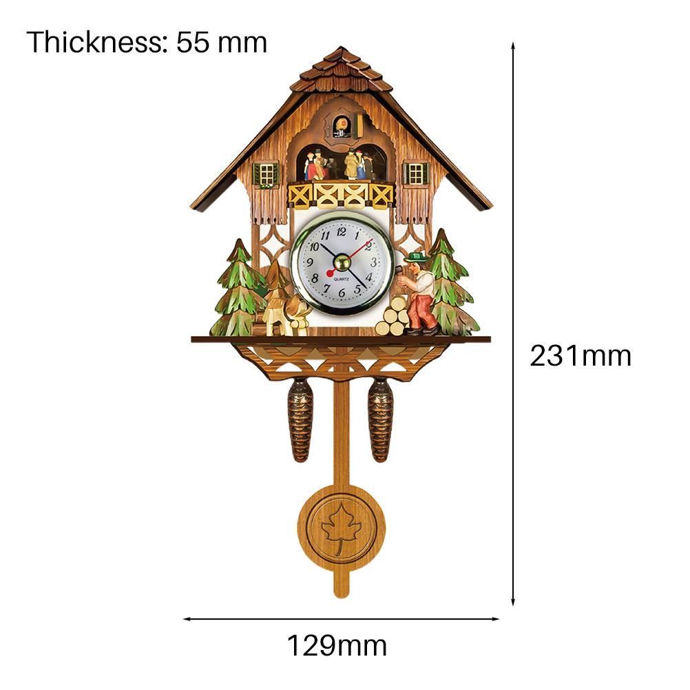 Cuckoo Clock Antique Wooden Cuckoo Birdhouse Wall Clock Home Decor Hanging Cuckoo Clock Auto Swing Bell Pendulum Home Decor