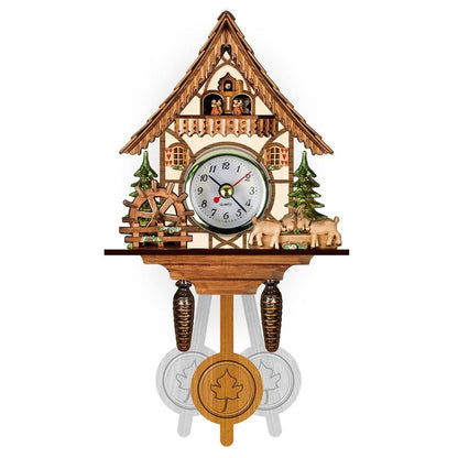 Cuckoo Clock Antique Wooden Cuckoo Birdhouse Wall Clock Home Decor Hanging Cuckoo Clock Auto Swing Bell Pendulum Home Decor