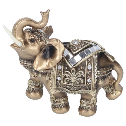 Elephant Statue Figurine Feng Shui Resin Animal Ornament Art Crafts Desktop DecorationGold L 13.5x6x14cm