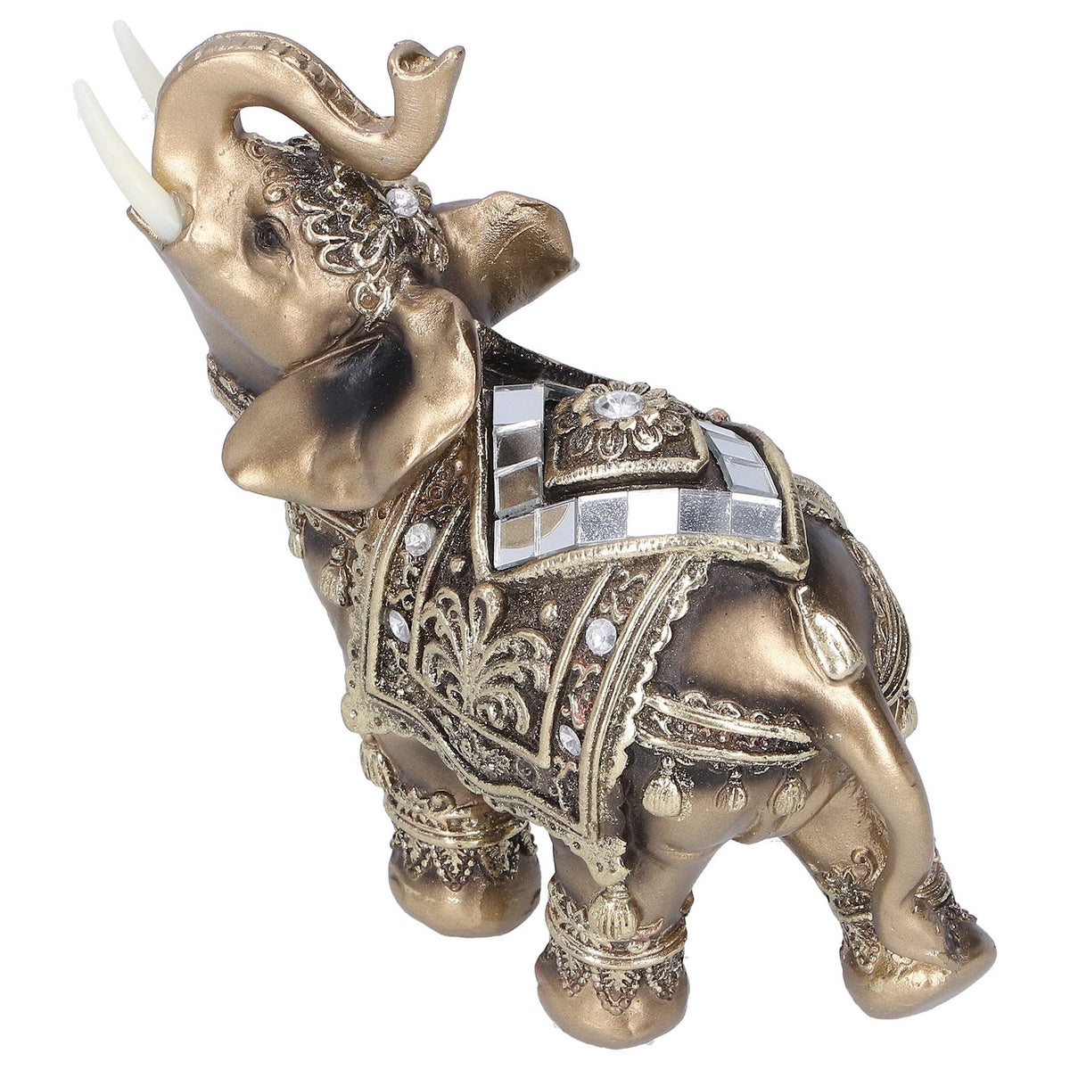 Elephant Statue Figurine Feng Shui Resin Animal Ornament Art Crafts Desktop DecorationGold L 13.5x6x14cm