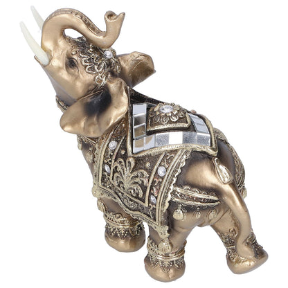 Elephant Statue Figurine Feng Shui Resin Animal Ornament Art Crafts Desktop DecorationGold L 13.5x6x14cm