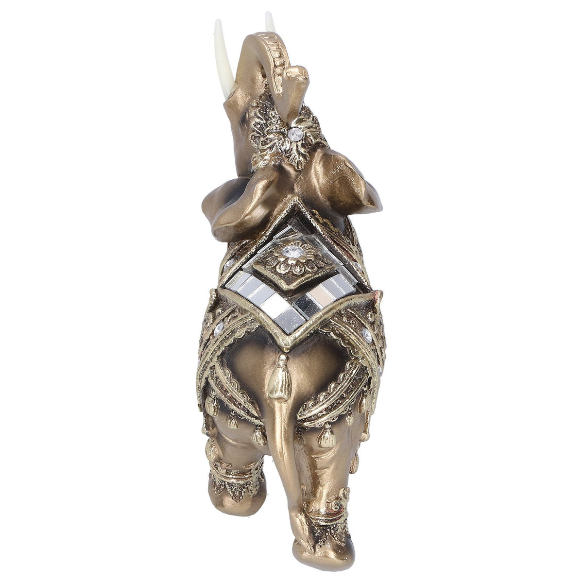 Elephant Statue Figurine Feng Shui Resin Animal Ornament Art Crafts Desktop DecorationGold L 13.5x6x14cm