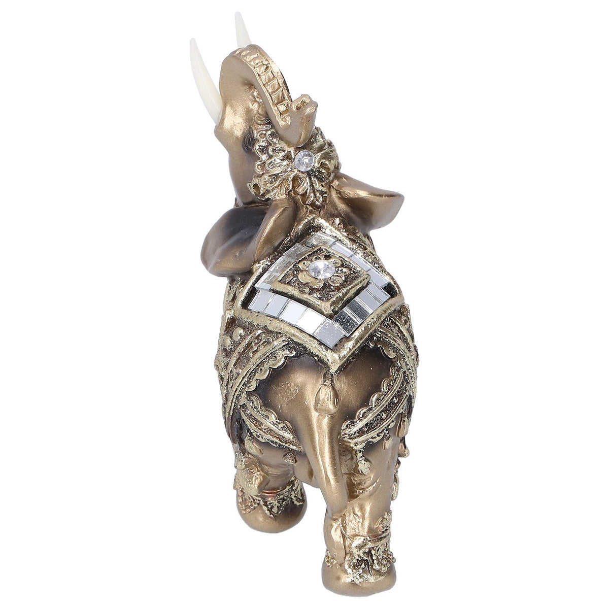 Elephant Statue Figurine Feng Shui Resin Animal Ornament Art Crafts Desktop DecorationGold M 10x5x10cm