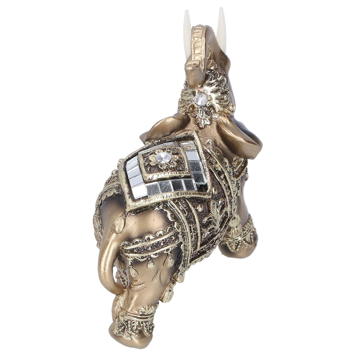 Elephant Statue Figurine Feng Shui Resin Animal Ornament Art Crafts Desktop DecorationGold M 10x5x10cm