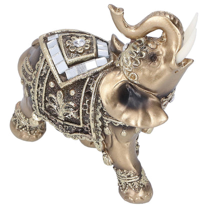 Elephant Statue Figurine Feng Shui Resin Animal Ornament Art Crafts Desktop DecorationGold M 10x5x10cm