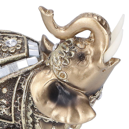Elephant Statue Figurine Feng Shui Resin Animal Ornament Art Crafts Desktop DecorationGold M 10x5x10cm