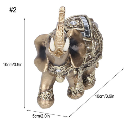 Elephant Statue Figurine Feng Shui Resin Animal Ornament Art Crafts Desktop DecorationGold M 10x5x10cm