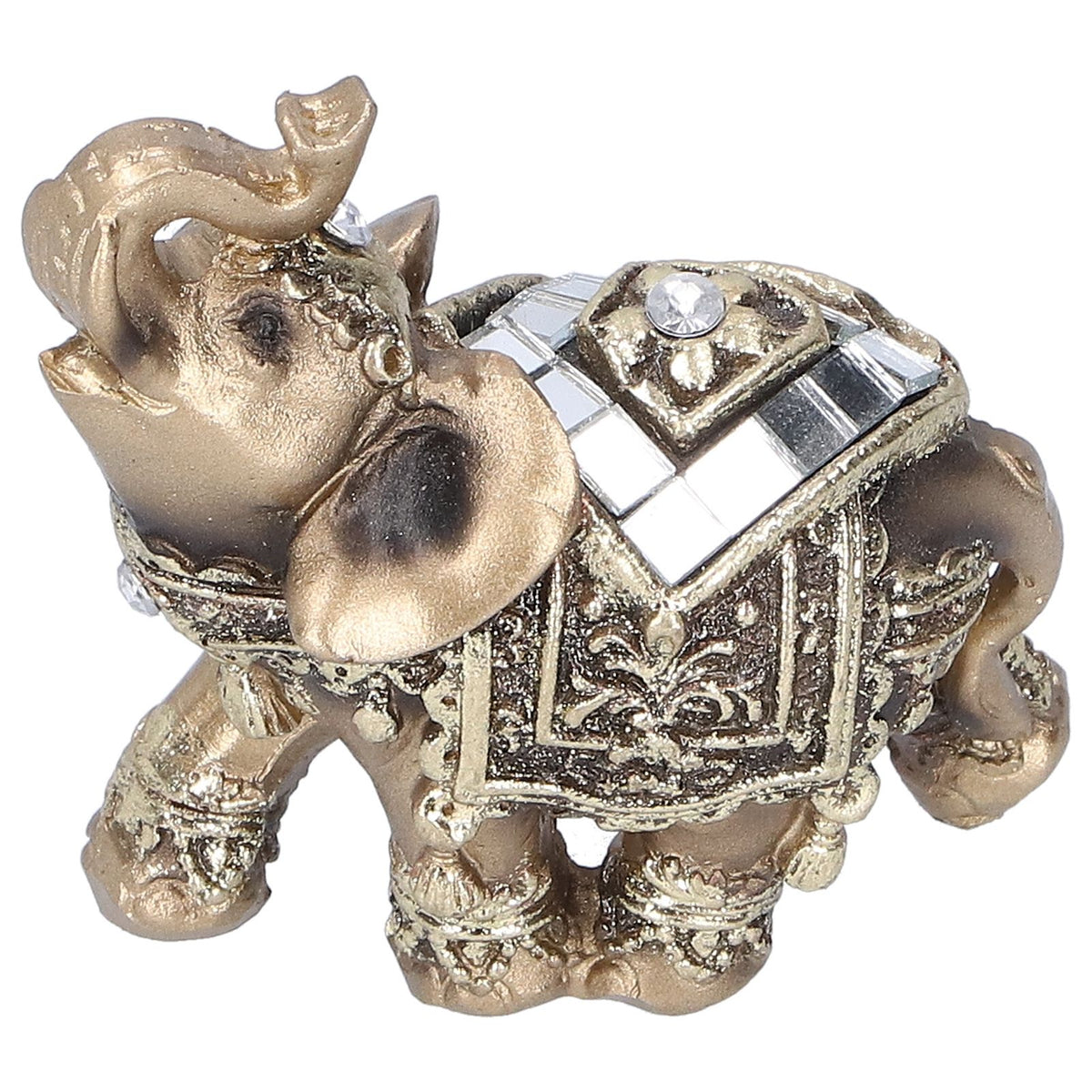 Elephant Statue Figurine Feng Shui Resin Animal Ornament Art Crafts Desktop DecorationGold S 7x3.5x7cm