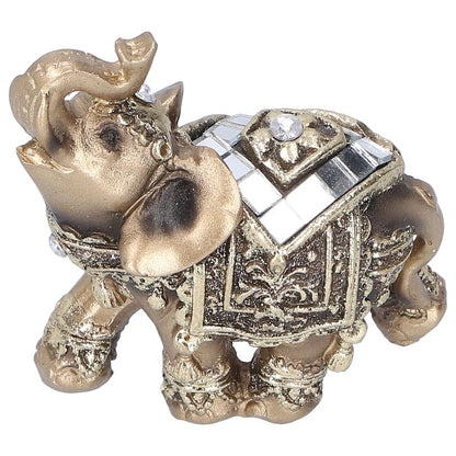 Elephant Statue Figurine Feng Shui Resin Animal Ornament Art Crafts Desktop DecorationGold S 7x3.5x7cm