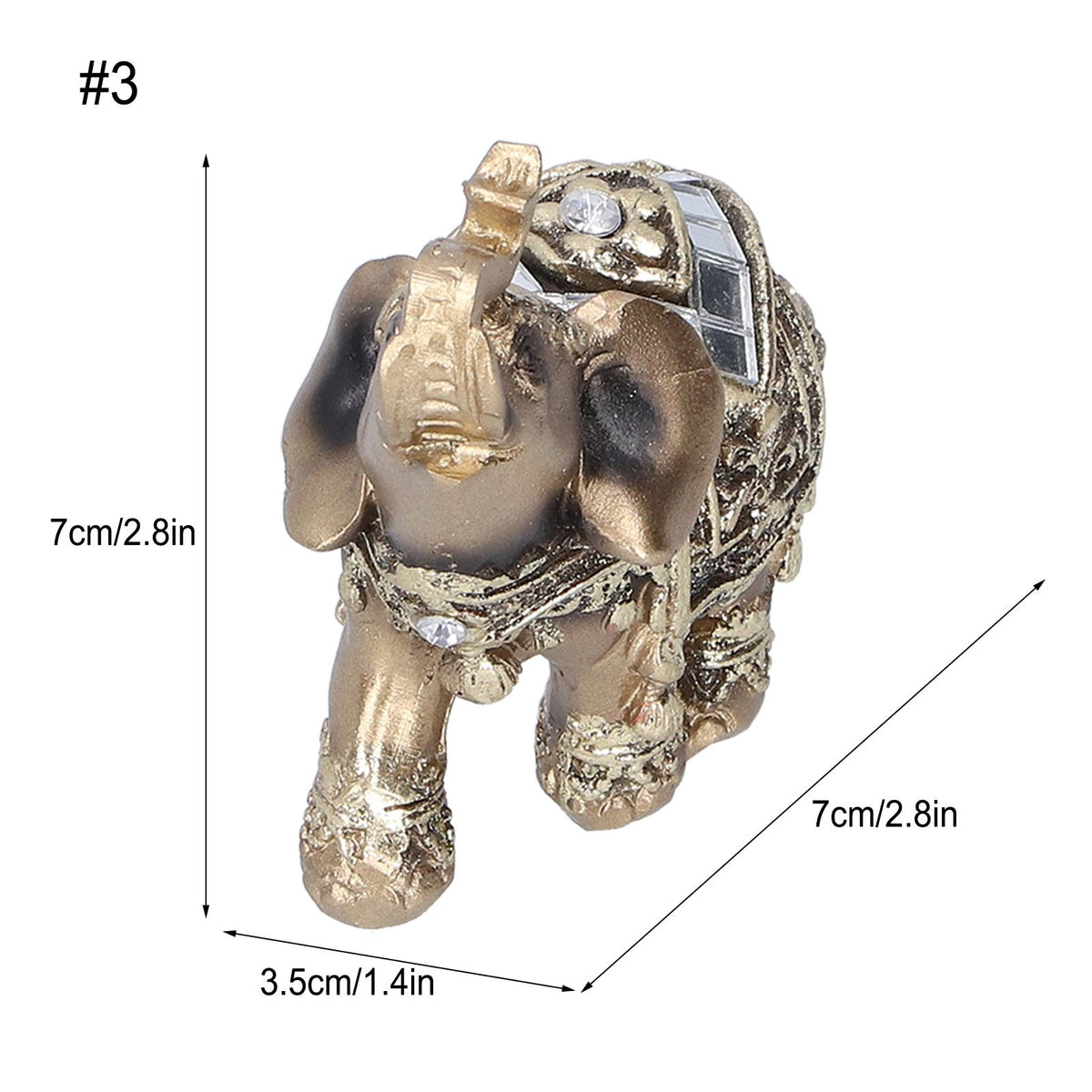 Elephant Statue Figurine Feng Shui Resin Animal Ornament Art Crafts Desktop DecorationGold S 7x3.5x7cm