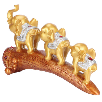 Elephant Statue Sculpture Innovative Synthetic Resin Ornaments Desktop Furnishing Gold