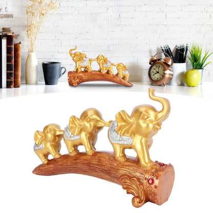 Elephant Statue Sculpture Innovative Synthetic Resin Ornaments Desktop Furnishing Gold