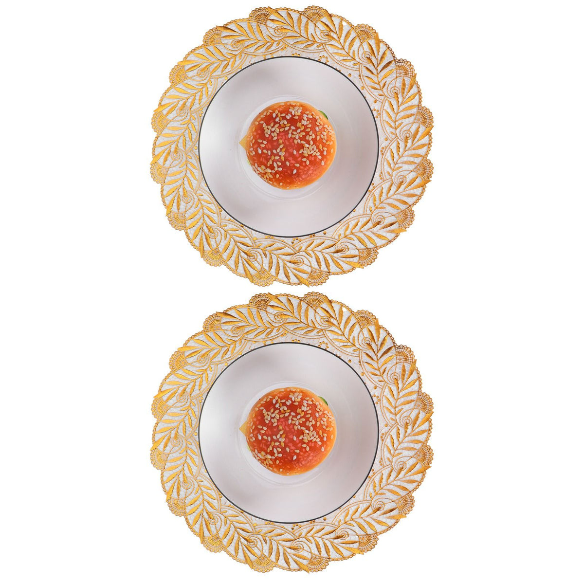 2PCS 30cmx30cm Table Mats Gold Dining Table Placemats for Wedding Party SuppliesStyle 02