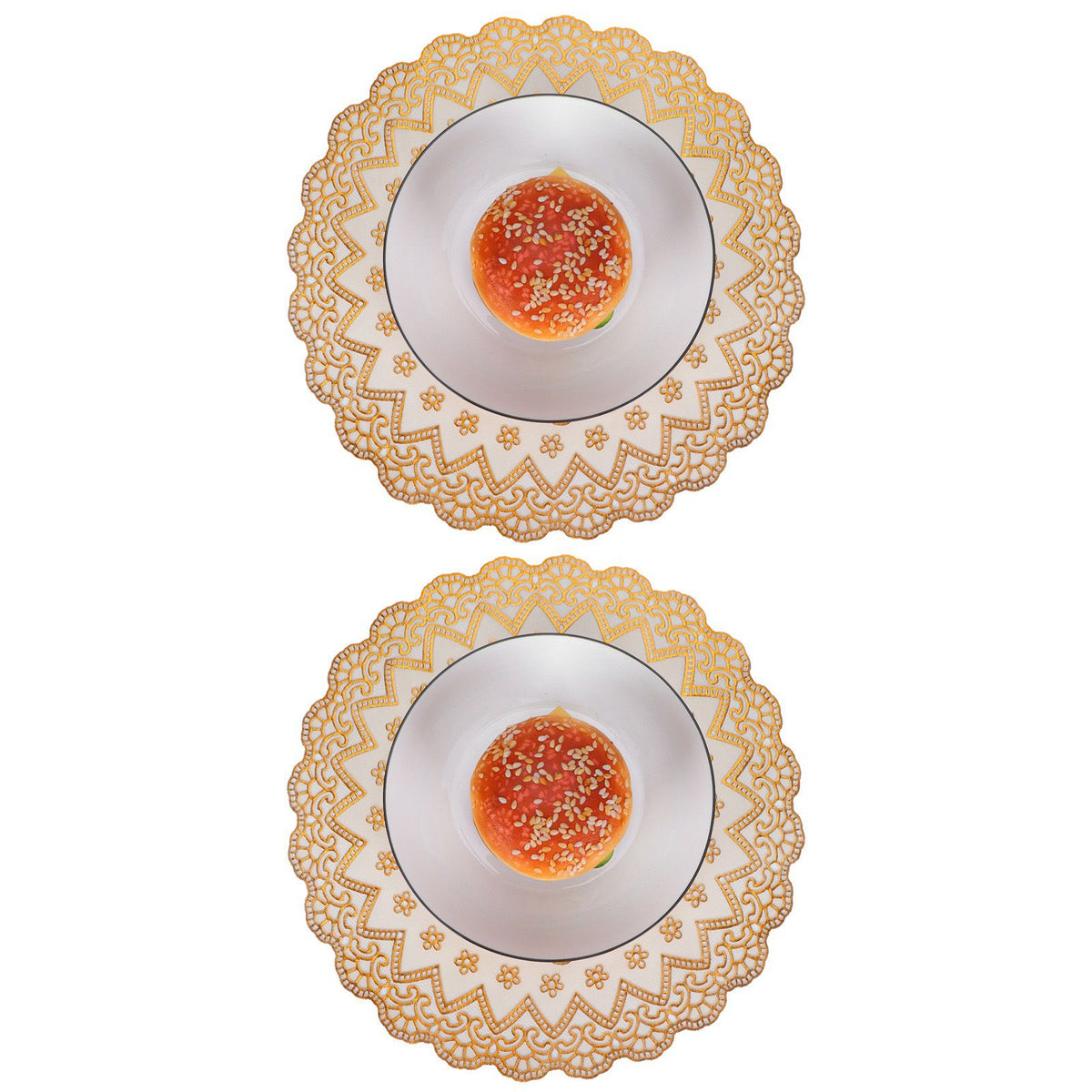 2PCS 30cmx30cm Table Mats Gold Dining Table Placemats for Wedding Party SuppliesStyle 03