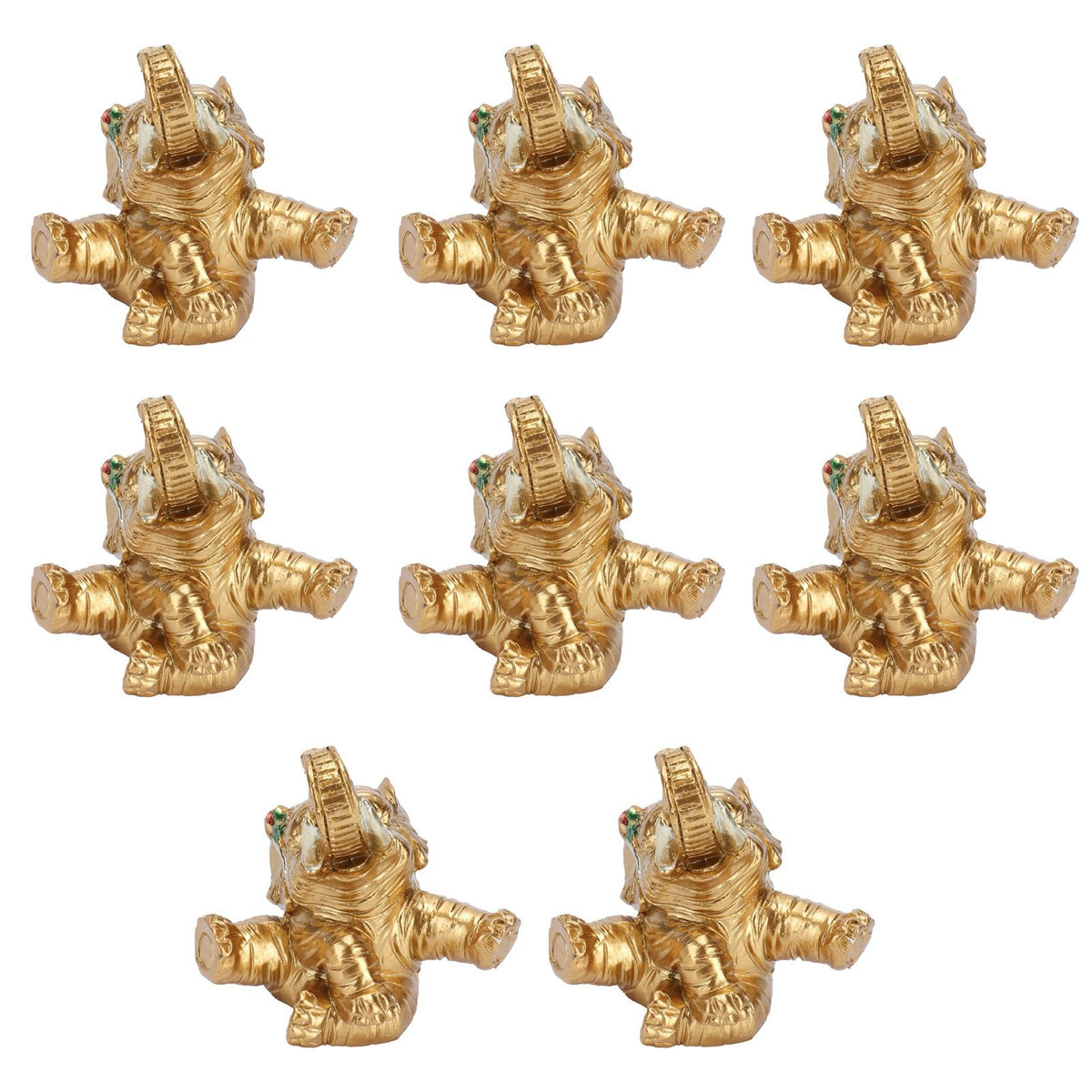8Pcs Resin Elephant Statue Decor Innovative Home Table Decoration Ornament Birthday Gift Gold