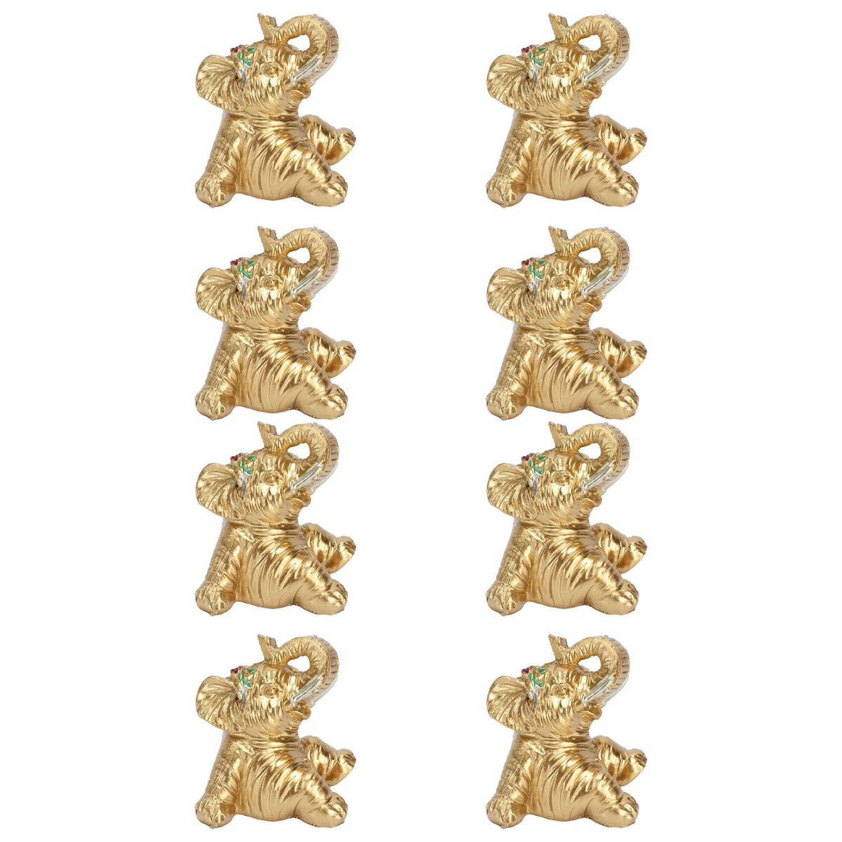 8Pcs Resin Elephant Statue Decor Innovative Home Table Decoration Ornament Birthday Gift Gold
